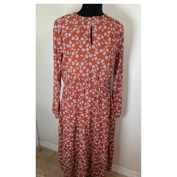 LOFT Dresses & Skirts - Loft Women's Sz M Burnt Orange‎ Tiered Madi Dress with Keyhole Opening